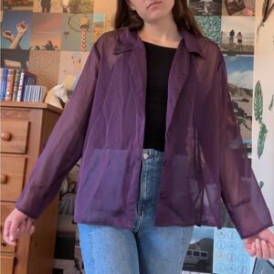 Vintage Sheer Purple Button Up Top